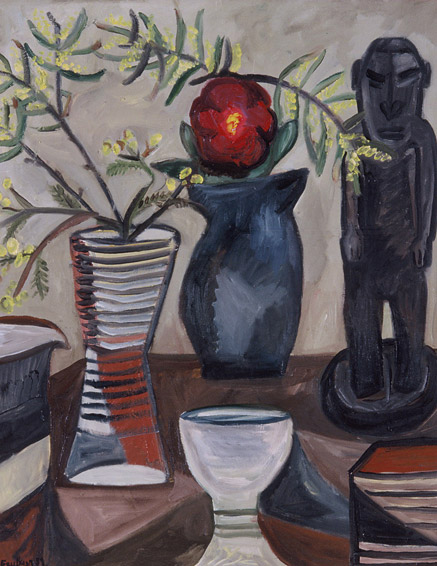 Still Life with Wattle & Papuan Figure