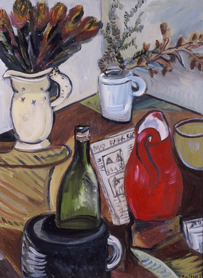 Still life with red jug