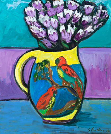 Still life with lorikeet jug